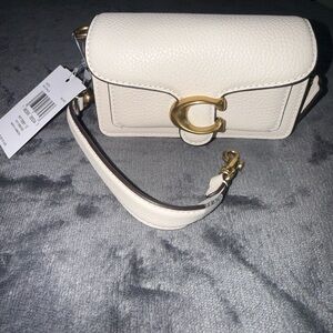Coach Tabby 12 - White Pebbled Leather Shoulder Bag with Gold 'C' Hardware